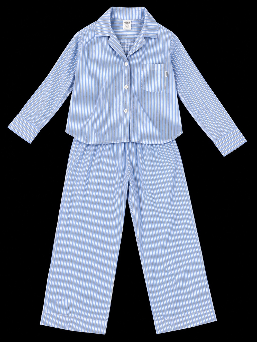 DKNY Womens White Shirt with Blue Stripe Pajama Set .